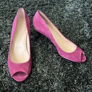 Calvin Klein Raspberry Suede Peep Toe Heels